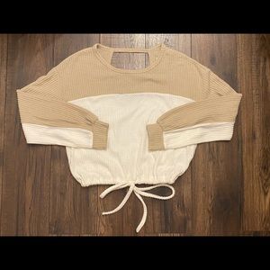 tan/cream waffle knit hollister long sleeve